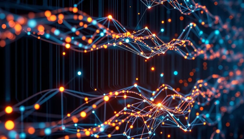 Représentation visuelle de réseaux neuronaux profonds montrant l'évolution de l'IA moderne Représentation visuelle de réseaux neuronaux profonds montrant l'évolution de l'IA moderne