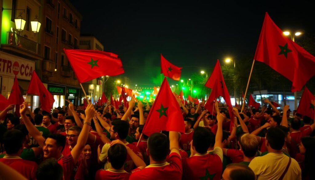 احتفالات جماهير كرة القدم المغربية بإنجازات المنتخب الوطني احتفالات جماهير كرة القدم المغربية بإنجازات المنتخب الوطني